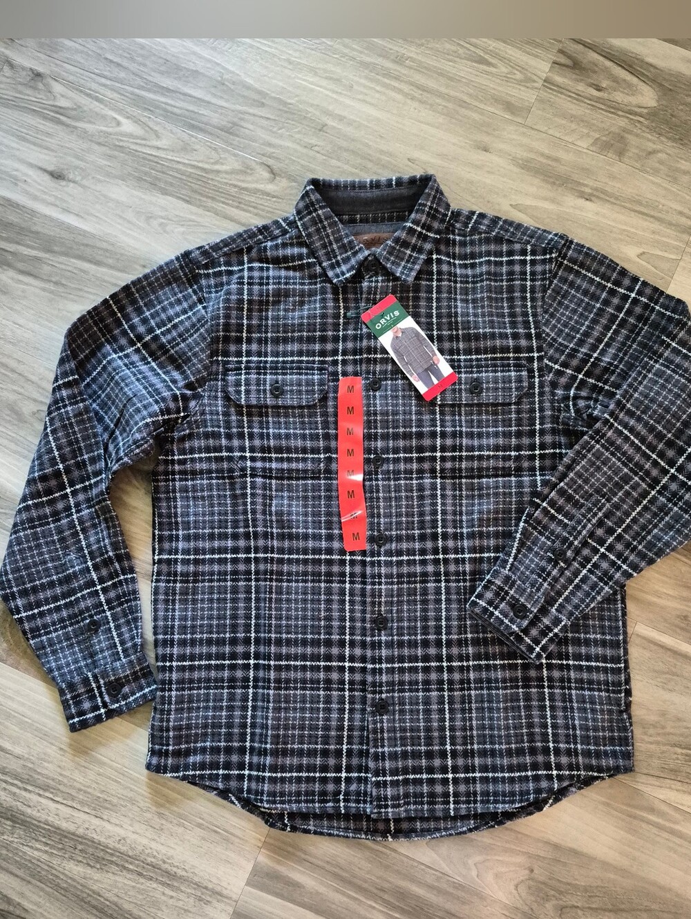 Orvis Men's Heavyweight Flannel Shirt Gray Shacket Cabincore Work Grunge NEW Med